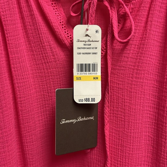 Tommy Bahama Vibrant Pink Coastview Gauze Blouse NWT - Picture 2 of 5